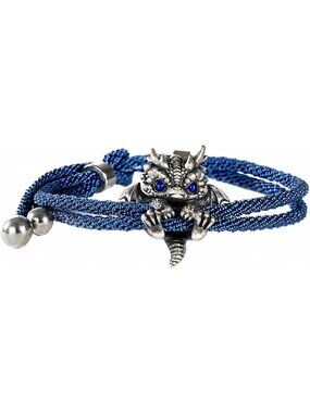 Handmade Silver Grumpy Dragon Bracelet | Adjustable Fantasy Charm Jewelry Gift
